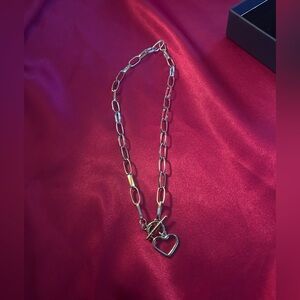 Titanium T-bar Closure Necklace with Heart.